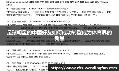 足球明星的中国好友如何成功转型成为体育界的新星